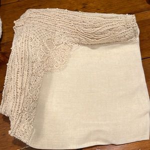 12 Rare Pure Fine Linen Vintage and Antique bone colored hand crochet napkins